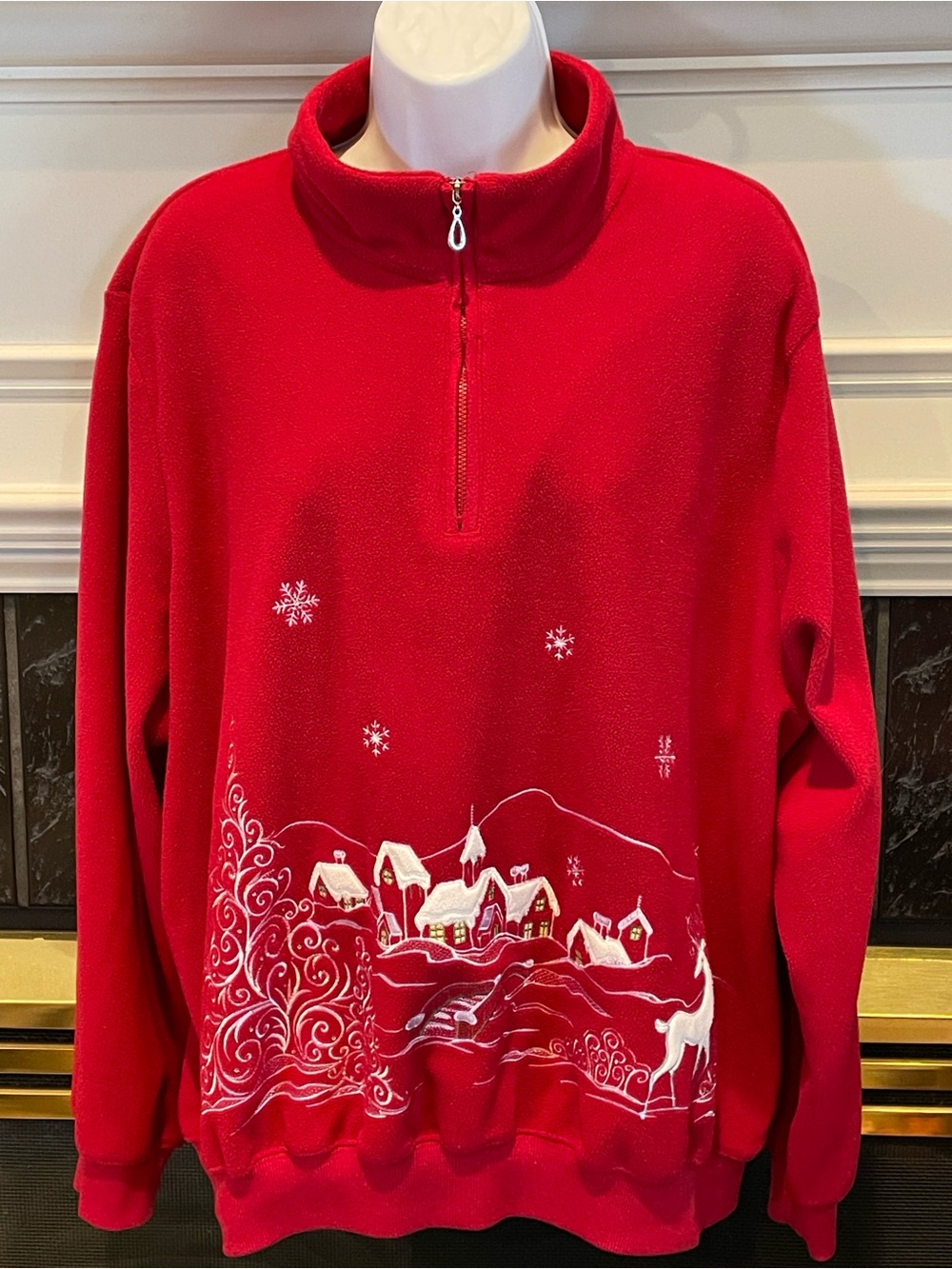 Alfred Dunner Christmas Fleece Quarter Zip Pullover